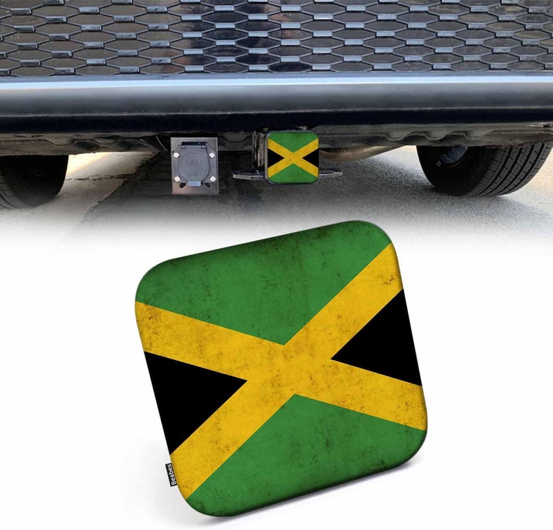 Beabes Jamaica Flag Trailer Hitch Covers Jamaican National Flag Heavy Duty Receiver Tube Cover 2 Inch, Towing Hitch Plug Covers Hitch Caps for RVs SUVs Trucks and Cars - Image 1